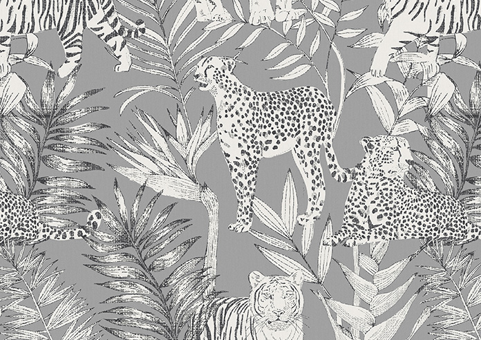 Tropical Wildcats, Temple Grey - Twist&Fit Roller Blind - Image 6